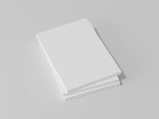 White blank book mockup, notebook paper, 3d rendering, 3d illustration 