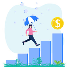 Illustration vector graphic cartoon character of risk and achievement of business goals