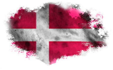 White torn background with flag of Denmark. 3d illustration
