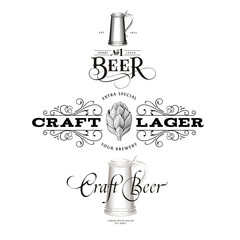 Set of 3 logo design templates for beer house bar pub