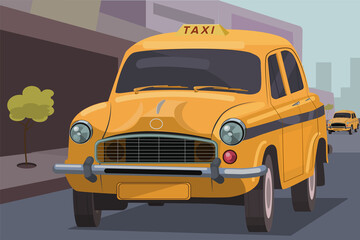 Indian yellow color taxi Kolkata