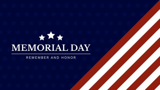 Memorial Day Animation. Perfect for Event, Intro, Invitation, Celebration, Greeting, etc. American National Holiday. 4K Animation. Motion Graphic.