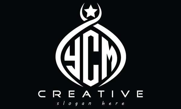 YCM three letters curved oval monogram initial minimalist modern creative logo design
