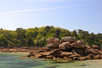 Plage littoral breton et rochers