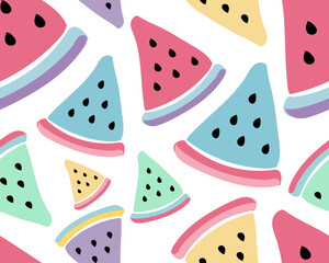 cute Seamless pattern with watermelon minimal design colorful , summer fruit, flat sign , vector wallpaper texture and illustration