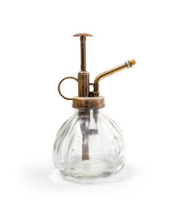 Isolated vintage glass oil pump or oil diffuser spray. Clear liquid at the bottom. Can be used as:...