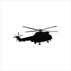 Helicopter Attack (Military Vehicles) Silhouette for Logo or Graphic Design Element. Vector Illustration