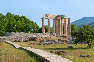 Temple of Zeus in archaeological site of ancient Nemea, Greece