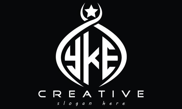 YKE three letters curved oval monogram initial minimalist modern creative logo design