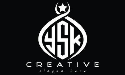 YSK three letters curved oval monogram initial minimalist modern creative logo design