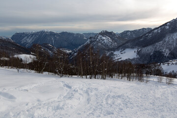 Fototapeta na wymiar Winter landscape photo in Val Cavargna