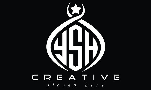 YSH three letters curved oval monogram initial minimalist modern creative logo design