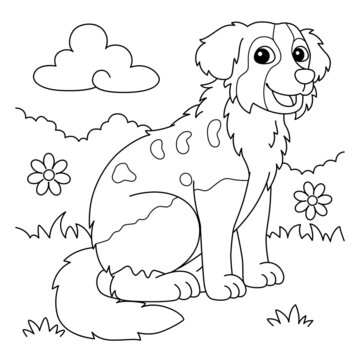 recommend clip art: Australian Shepherd Dog Coloring Page for Kids