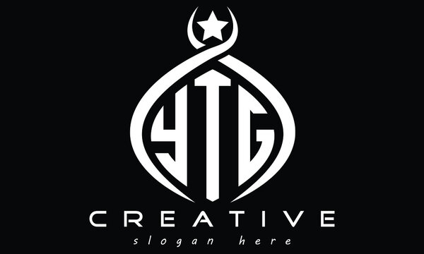 YTG three letters curved oval monogram initial minimalist modern creative logo design