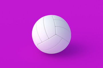 White volleyball ball on violet background. Sports equipment. International tournament. Championship winner. Training in a sports school. Indoor, outdoor games. 3d render
