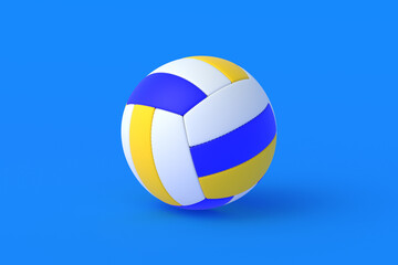 Volleyball ball on blue background. Sports equipment. International tournament. Championship winner. Training in a sports school. Indoor, outdoor games. 3d render