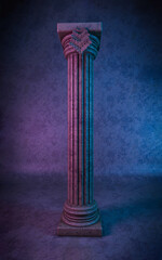 Classic marble stone pillar  banner. 3d illustration. Classical futuristic interior architecture...
