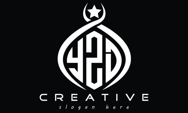 YZD three letters curved oval monogram initial minimalist modern creative logo design