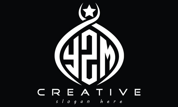 YZM three letters curved oval monogram initial minimalist modern creative logo design