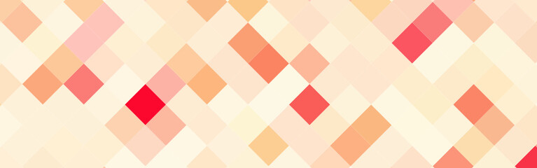 Abstract orange and cream gradient diagonal square mosaic banner background. Vector illustration.