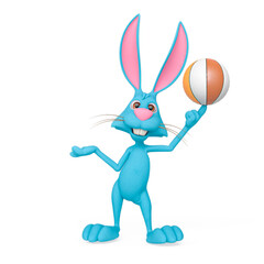 rabbit cartoon is holding a basketball
