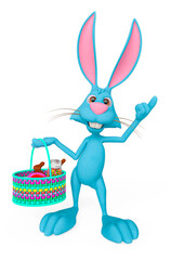 rabbit cartoon is holding an easter basket