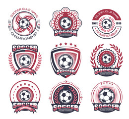 Collection of soccer logo set.Soccer attack concept