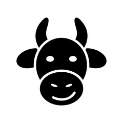 Cow glyph icon. Farm animal vector illustration