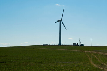 Fototapeta na wymiar wind turbine in the rural area of central asia