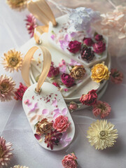 Beautiful fragrant wax with flowers. Natural handmade air freshener. Scented sachet. Flavored soy wax and essential oils.