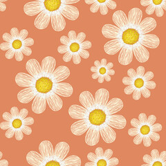 pattern, daisies in the field, multicolored, flowers, clearing