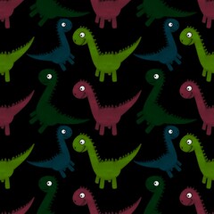 Kids seamless cartoon dinosaur pattern for fabrics and packaging and linens and wrapping paper and summer print