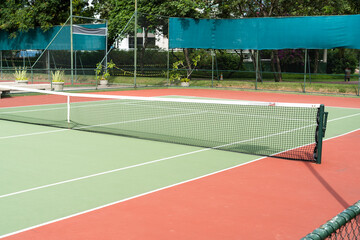 View of a tennis court. Widely used for sports and play tennis