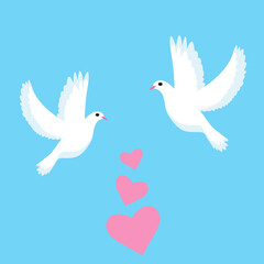 two doves fly towards each other