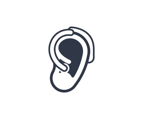 Ear with Hearing Aid Vector Isolated Emoticon. Ear with Hearing Aid Icon