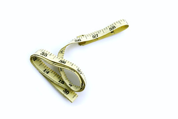 Measuring tape on white background.