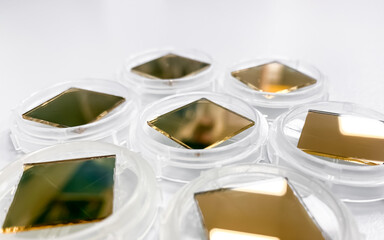 A set of SPR chips made of gold.