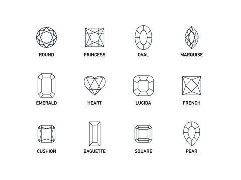 Diamond shapes line icon concept. Editable stroke. Vector illustration