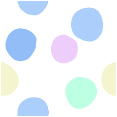 カラフルで透明感のある水玉模様ー手描き-１リピート