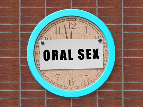 Oral Sex sign with clock background.