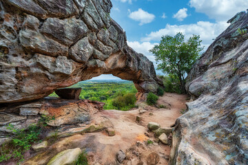 The rock arch on Cerro Arco in Tobati in Paraguay.