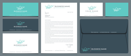 Nest egg logo with stationery, business card and social media banner designs