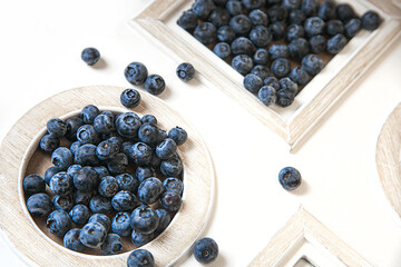 blueberries in a wooden bowl