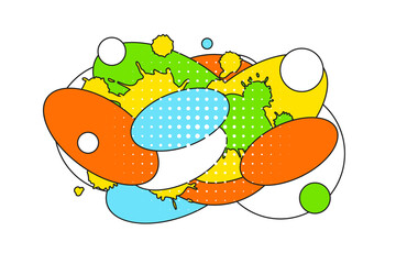 Abstract geometric pop art banner. Zine heap background of circular elements