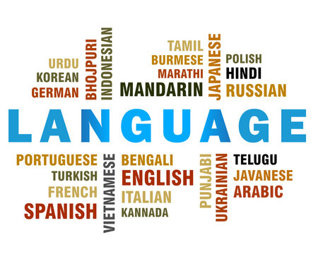 word cloud of language in the world vector illustration 