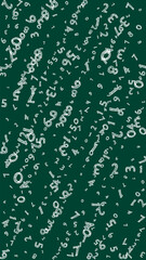 Falling childish chalk numbers. Math study concept with flying digits. Appealing back to school mathematics banner on blackboard background. Falling numbers vector illustration.