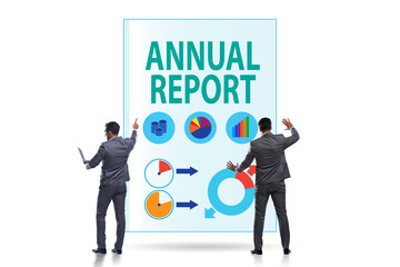 Businessman in annual report concept