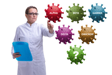 Concept of new covid 19 variants with doctor