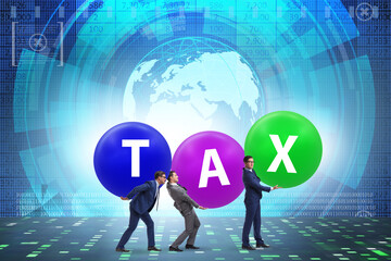 Tax burden concept with businessmen