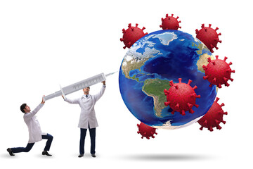 Concept of gloval vaccination against covid-19 coronavirus